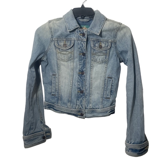 Abercrombie‎ & Fitch Medium Blue Jean Jacket Destroyed (lightly) 100% Cotton - Picture 6 of 8